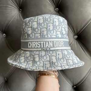 Christian Dior gray D-oblique bucket hat